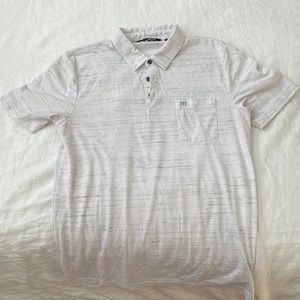 Travis Mathew men’s The Heater white / heathered light grey polo